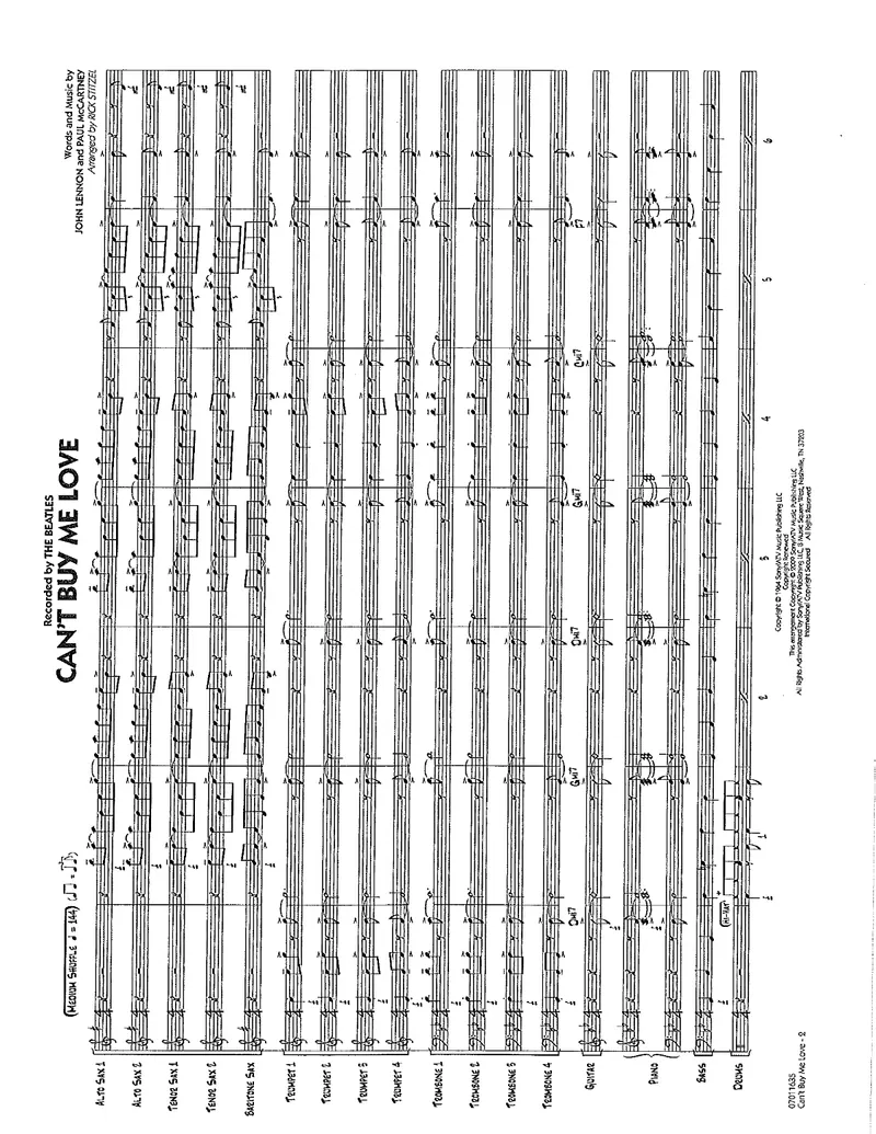 Can't Buy Me Love score preview
