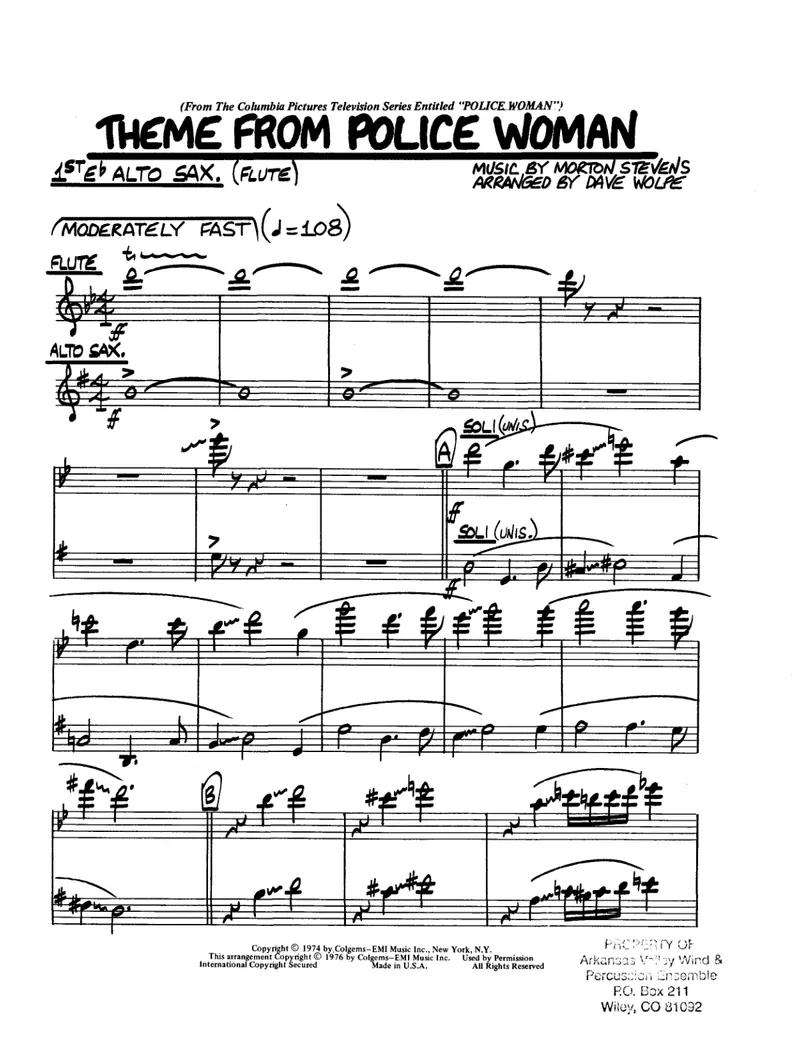 Theme From Police Woman score preview