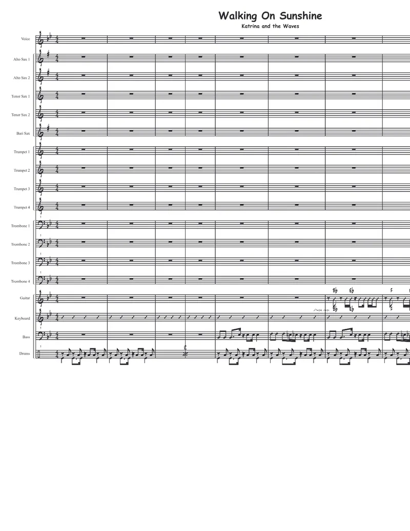 Walkin' On Sunshine score preview