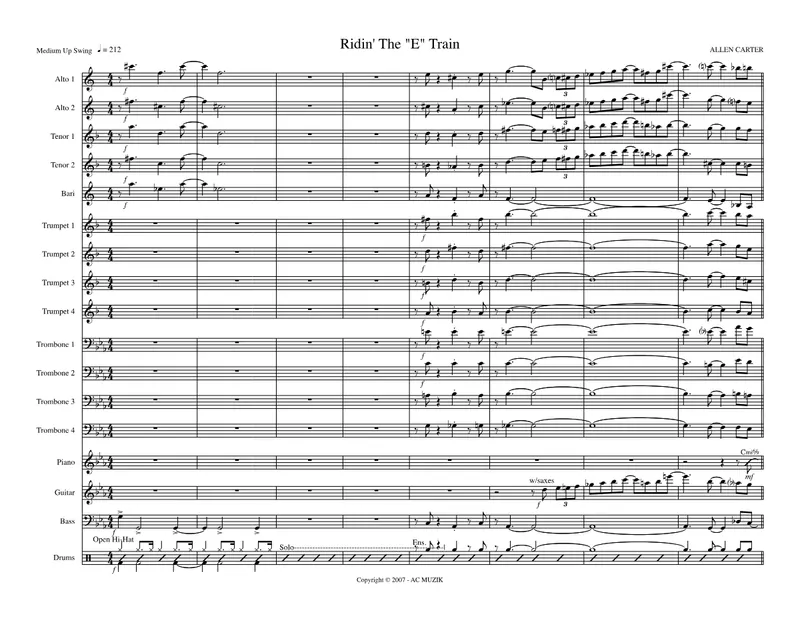 Ridin' The ''E'' Train score preview