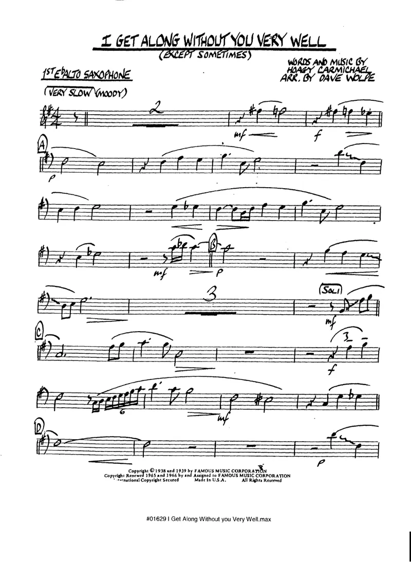 I Get Along Without You Very Well score preview