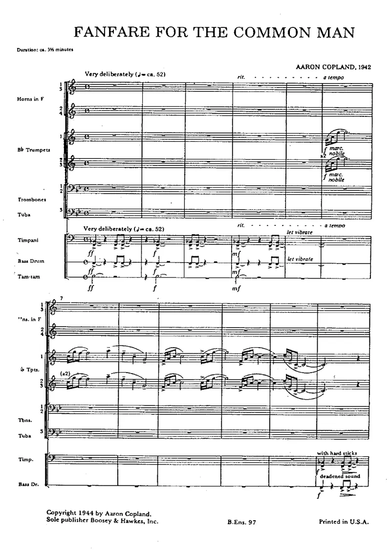 Fanfare for the Common Man score preview