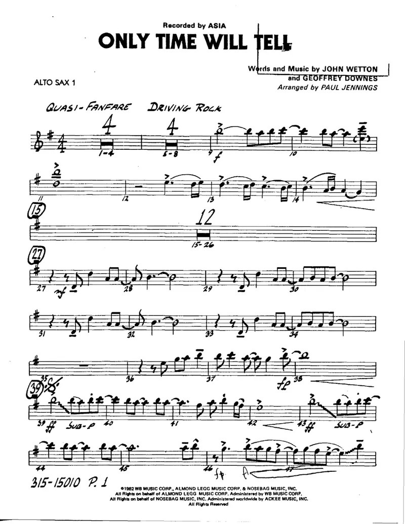 Only Time Will Tell score preview