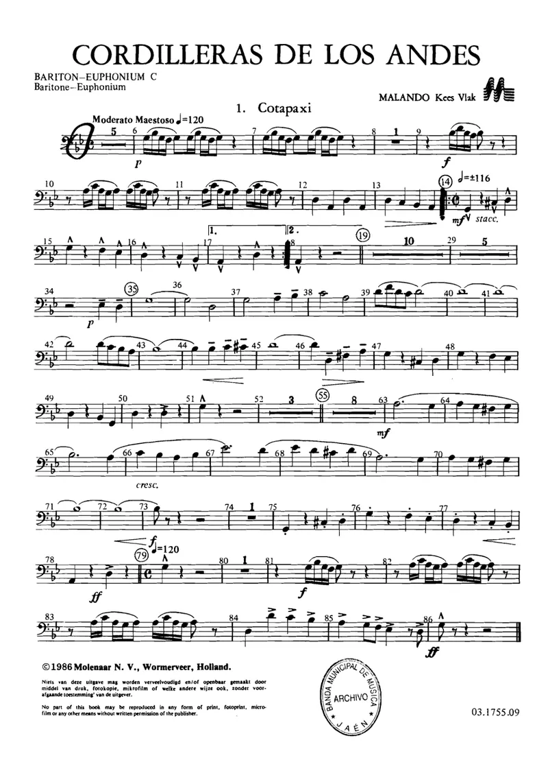 Cordilleras De Los Andes A. Malando score preview