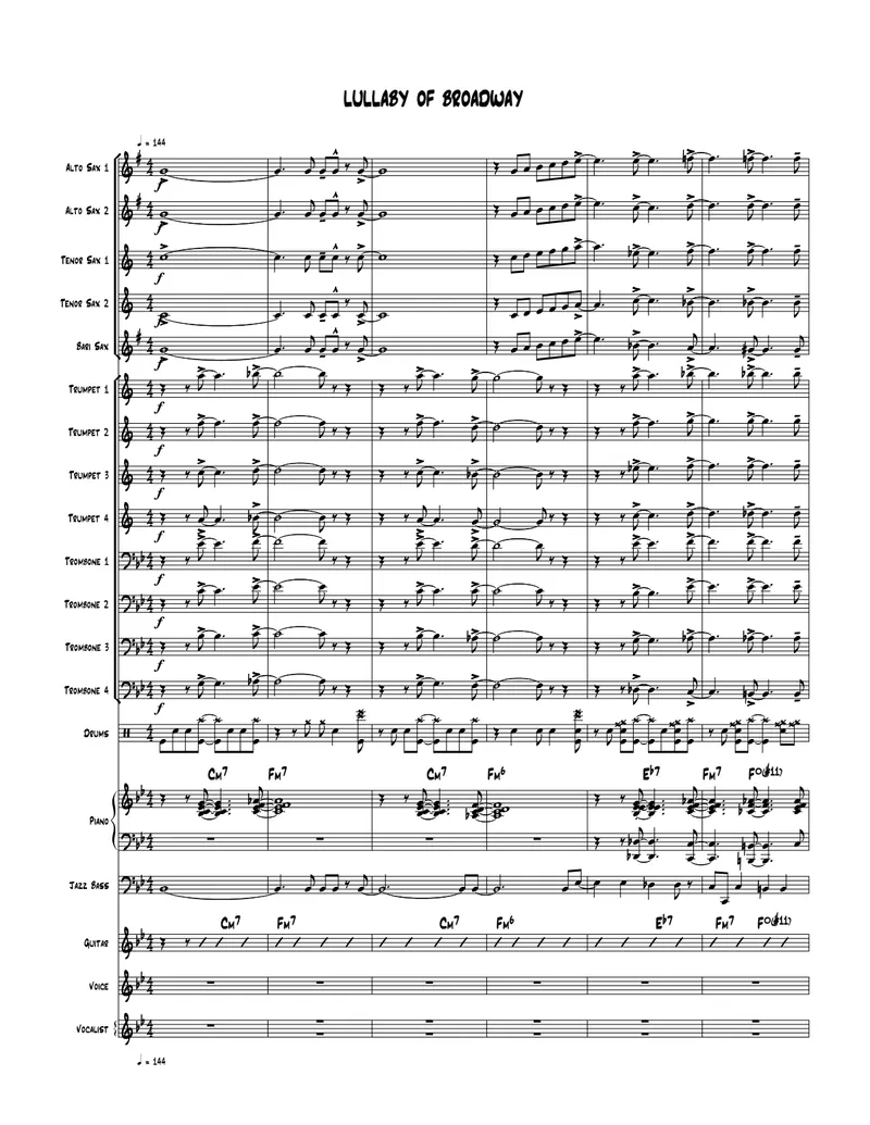 Lullaby Of Broadway score preview