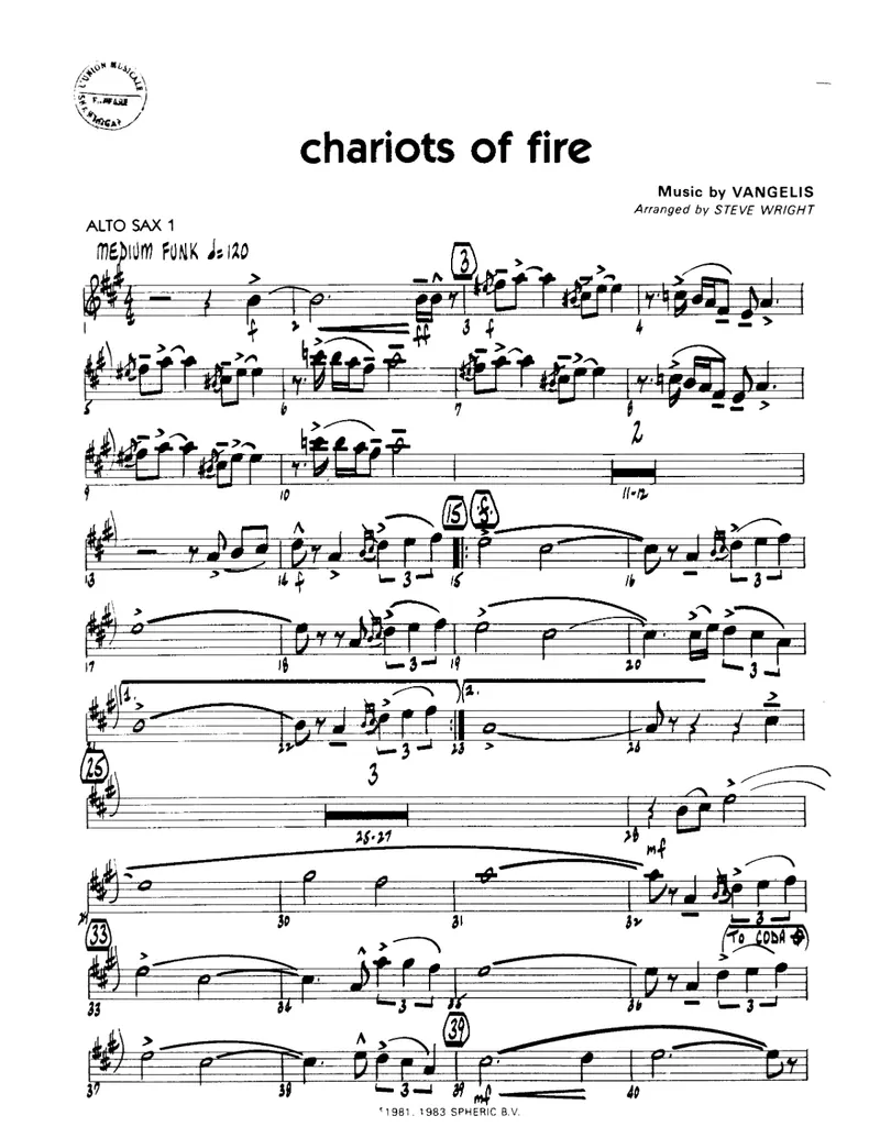 Chariots Of Fire score preview