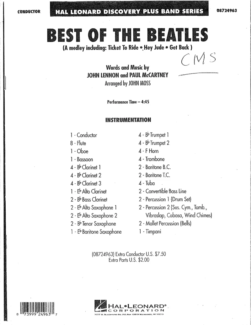 Best Of The Beatles score preview