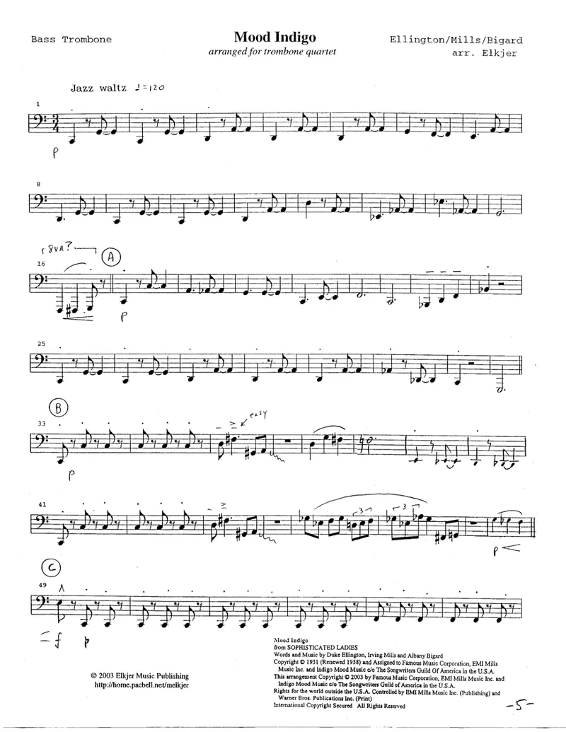 Mood Indigo Quartet TRB. score preview