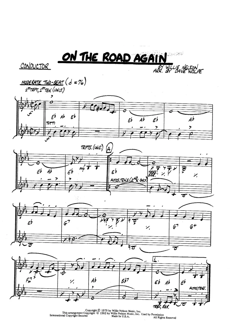 On The Road Again score preview