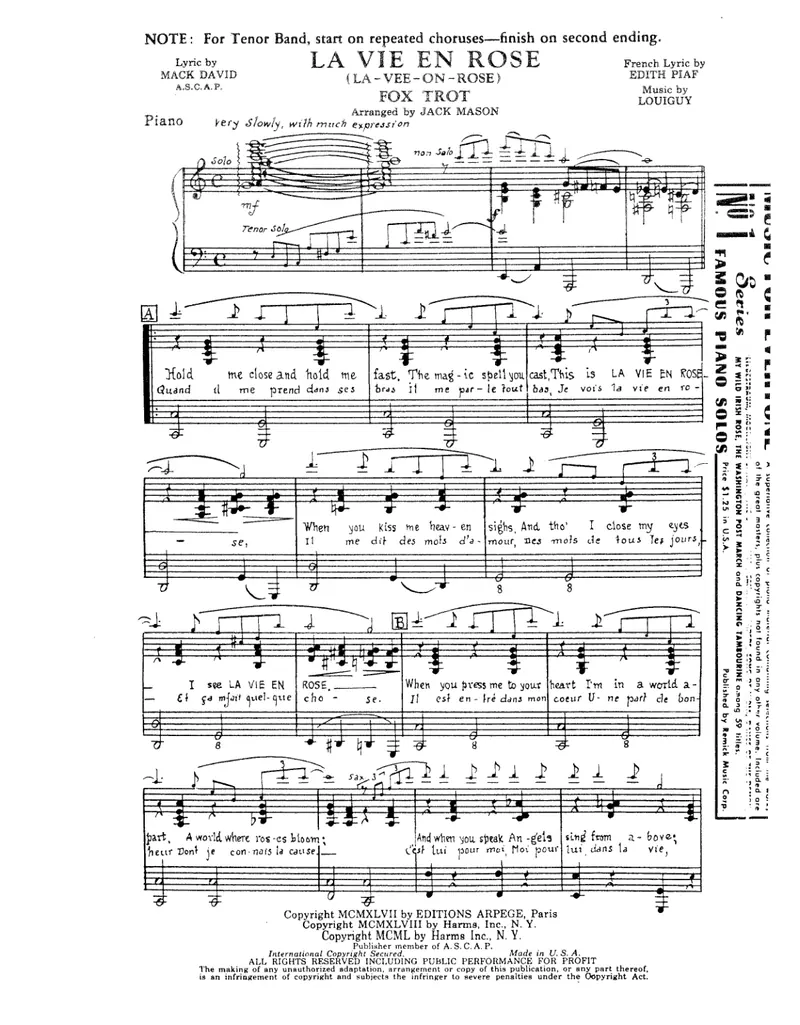 La Vie En Rose score preview