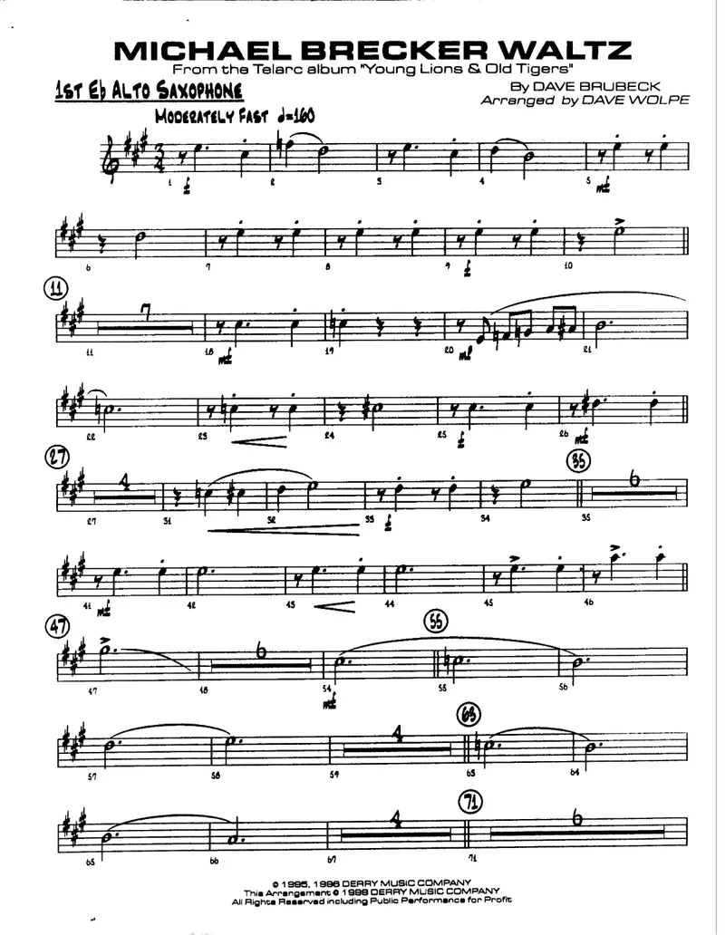 Michael Brecker Waltz score preview