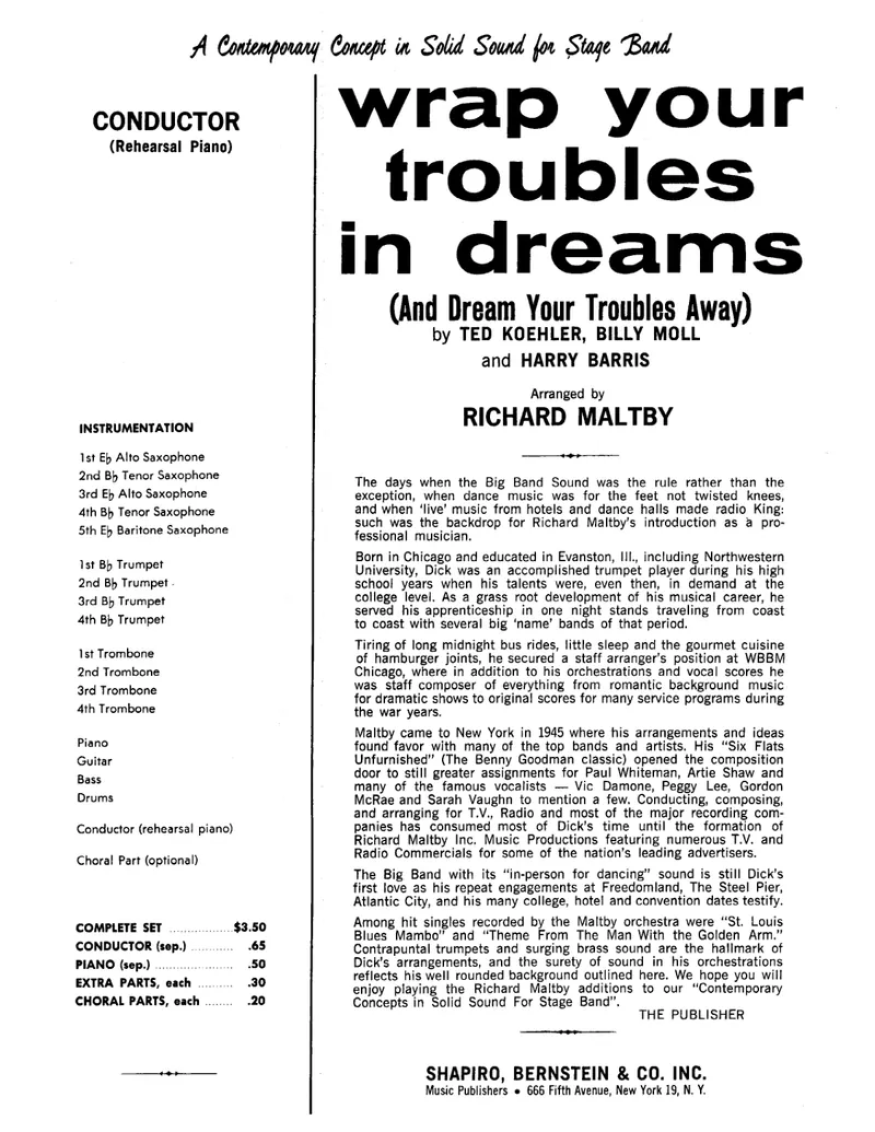 Wrap Your Troubles In Dreams score preview