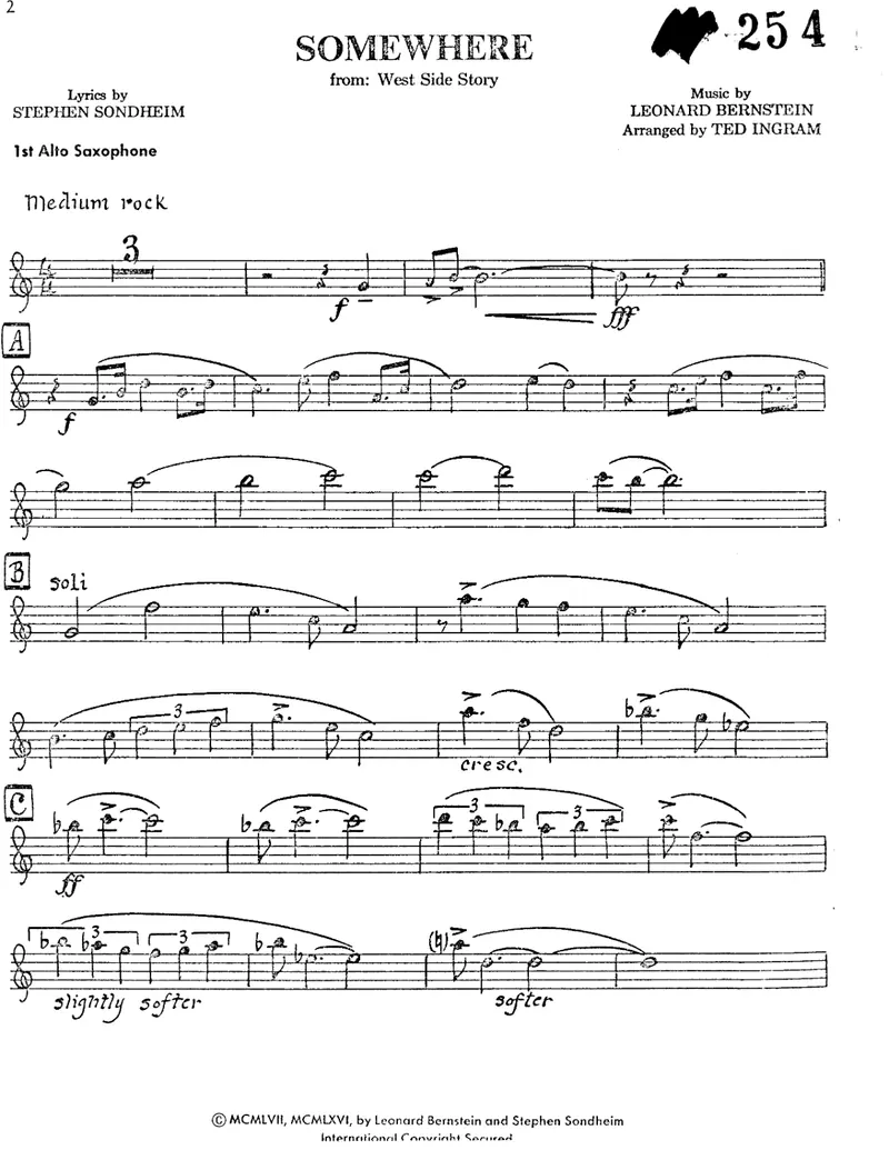 Somewhere score preview