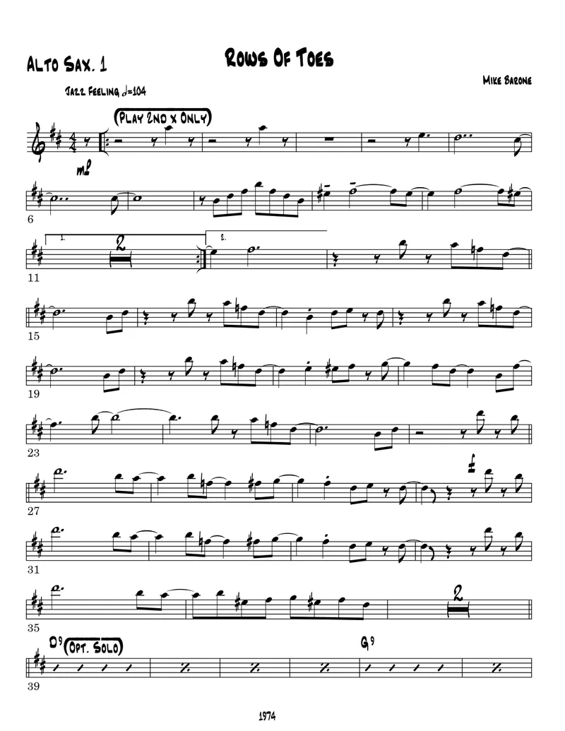 Rows Of Toes score preview