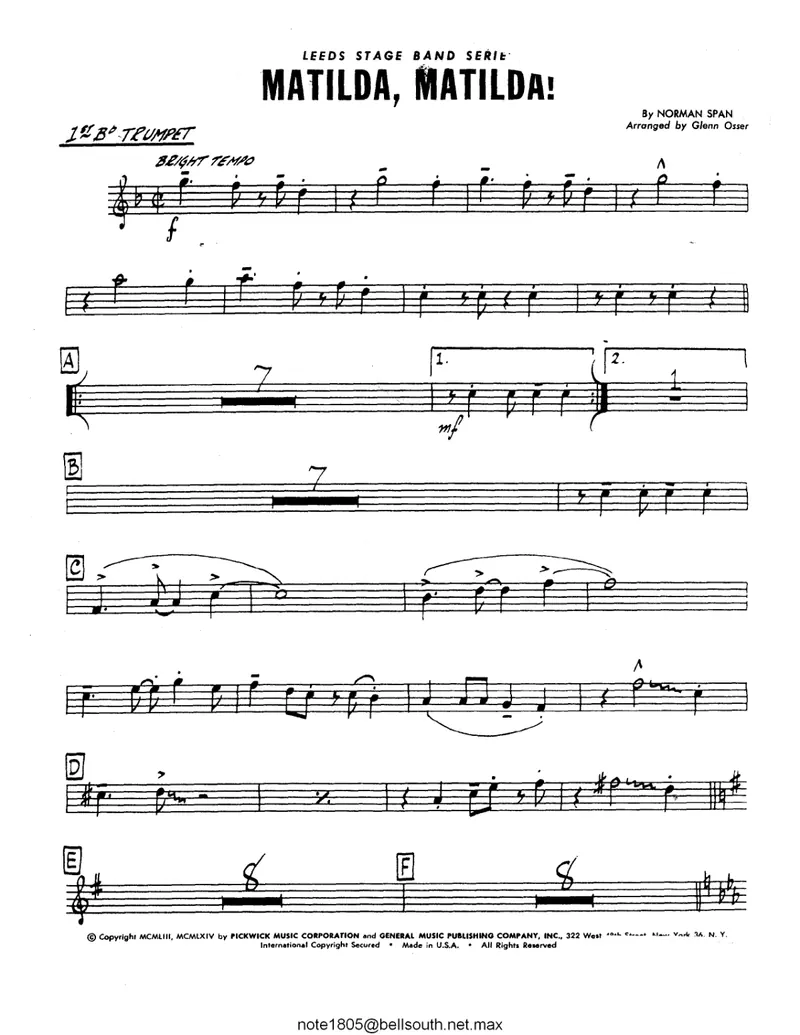 Matilda, Matilda score preview