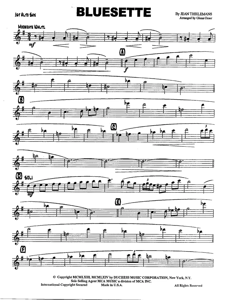Bluesette score preview
