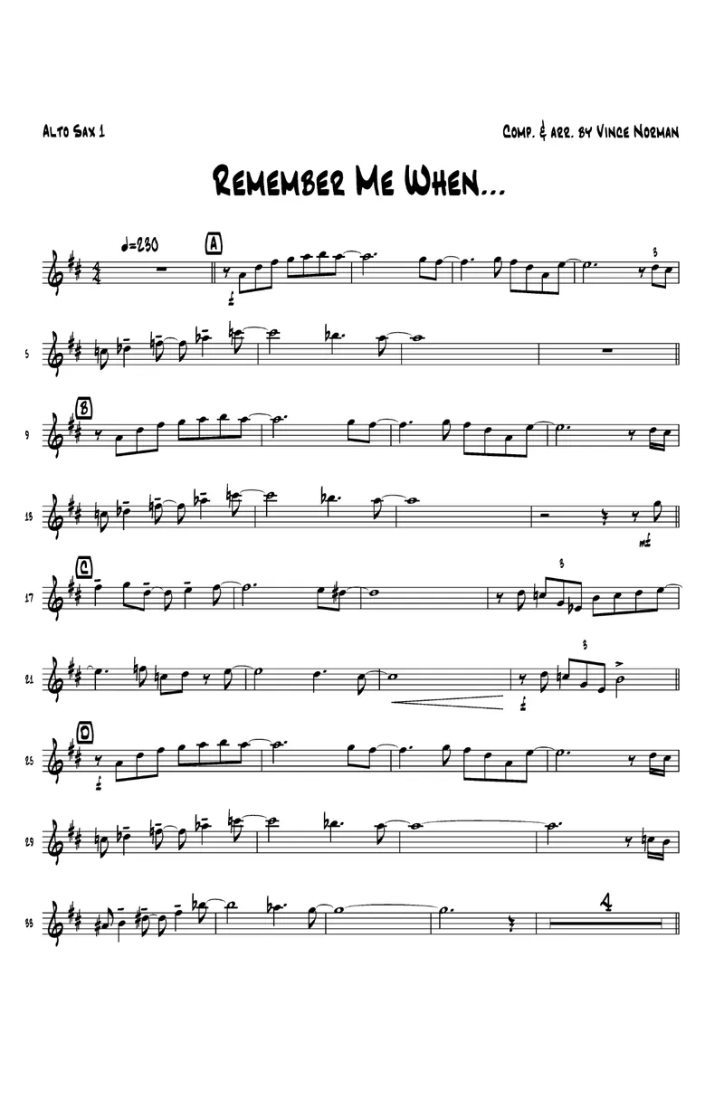 Remember Me When score preview