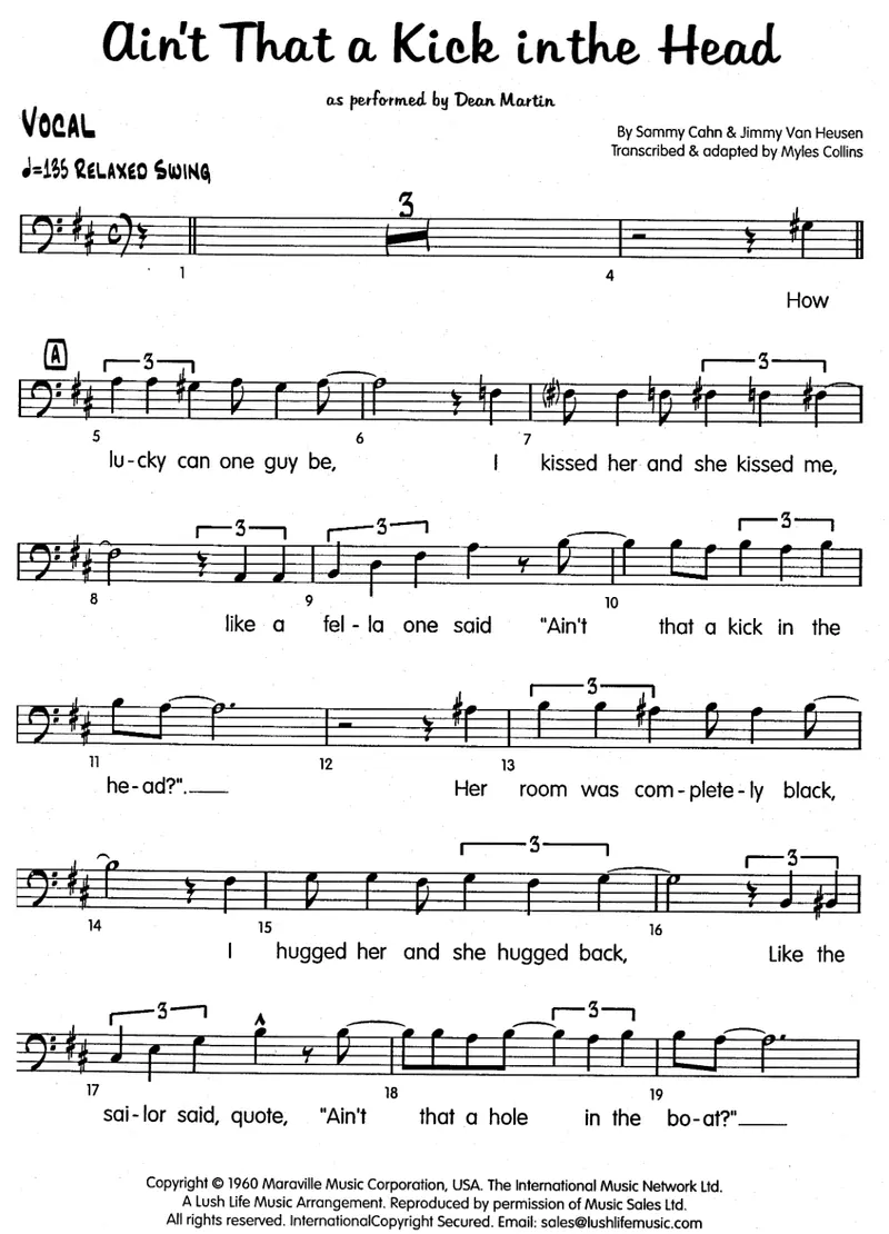 Ain't That A Kick In The Head score preview