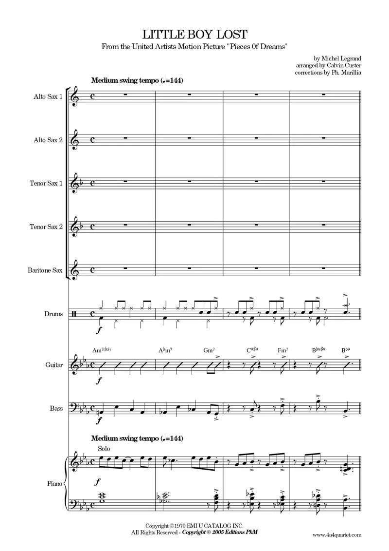 Little Boy Lost score preview