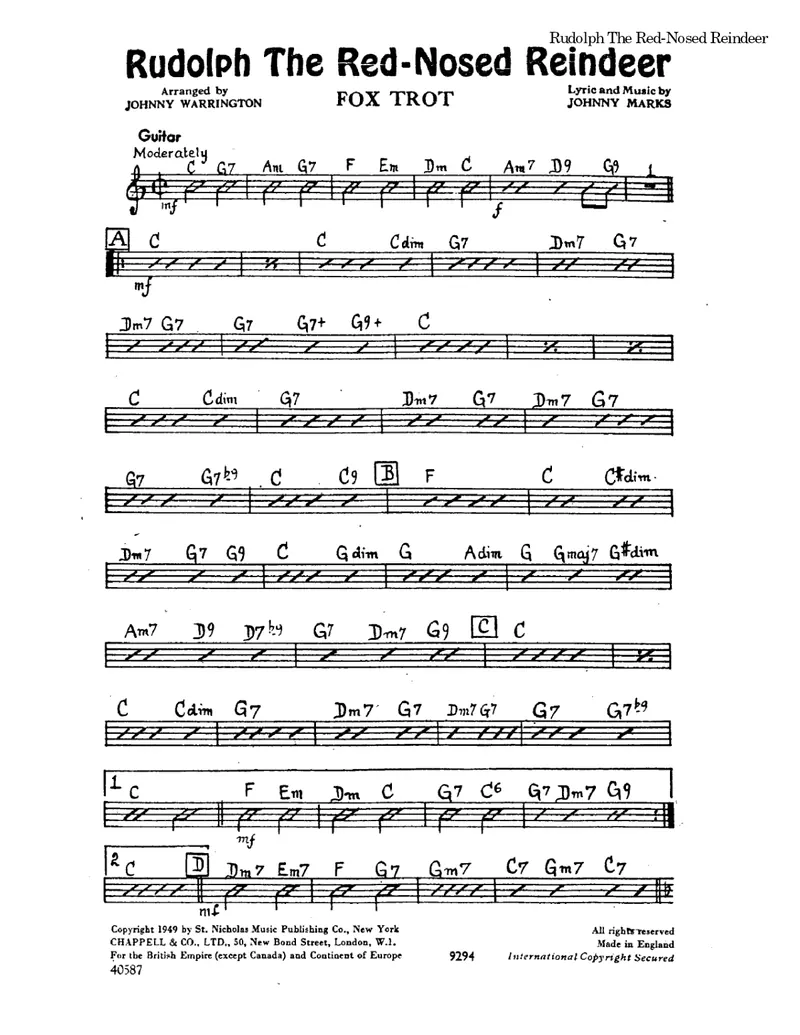 Rudolph, The Red Nosed Reindeer score preview