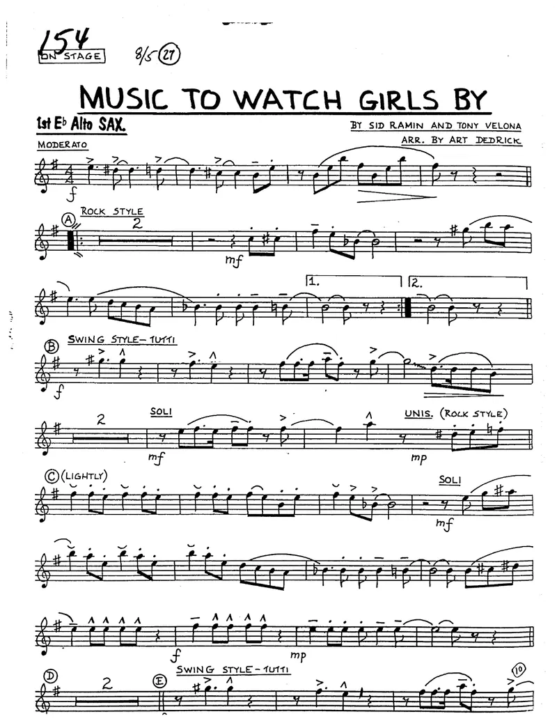 Music To Watch Girls By score preview