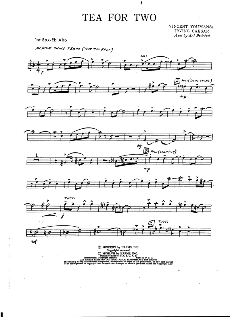 Tea For Two score preview