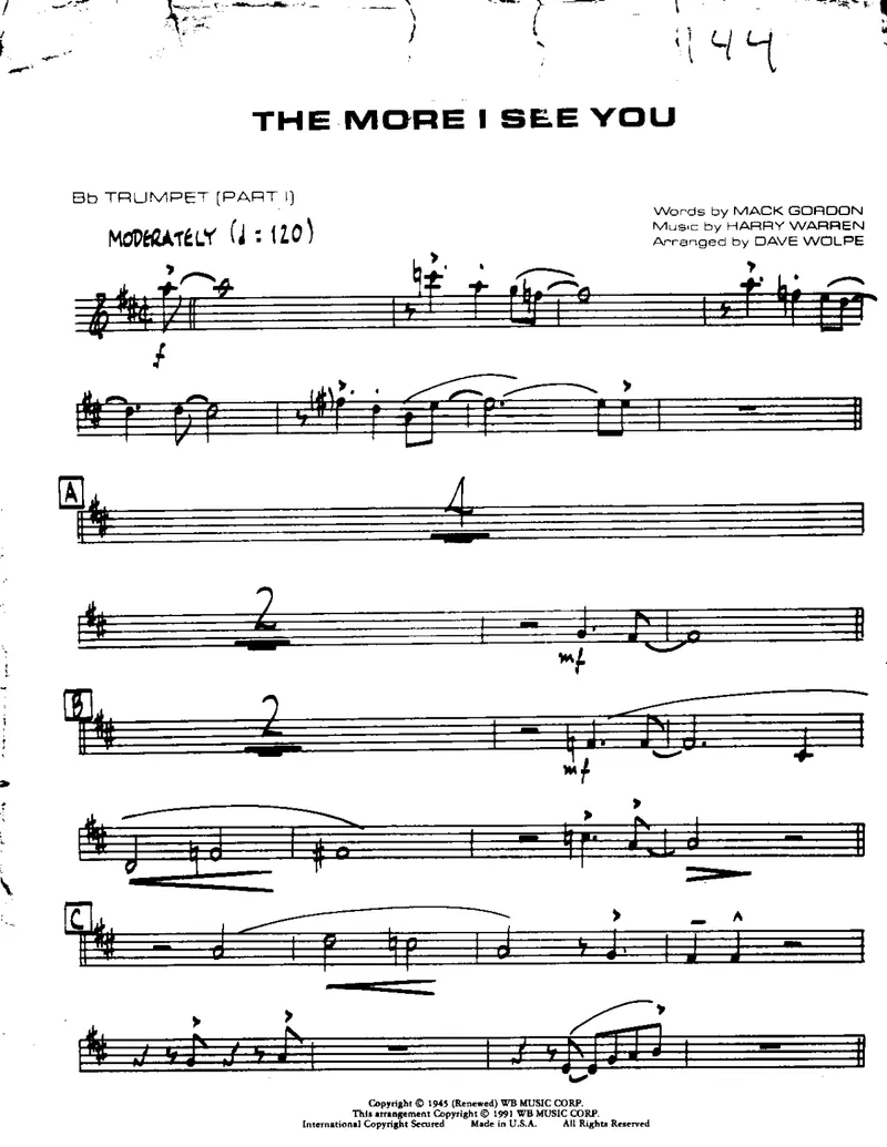 The More I See You score preview