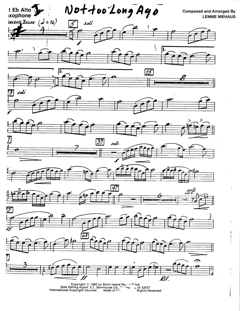 Not Too Long Ago score preview