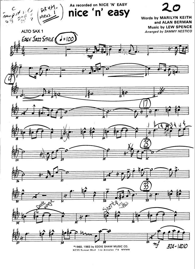 Nice And Easy score preview