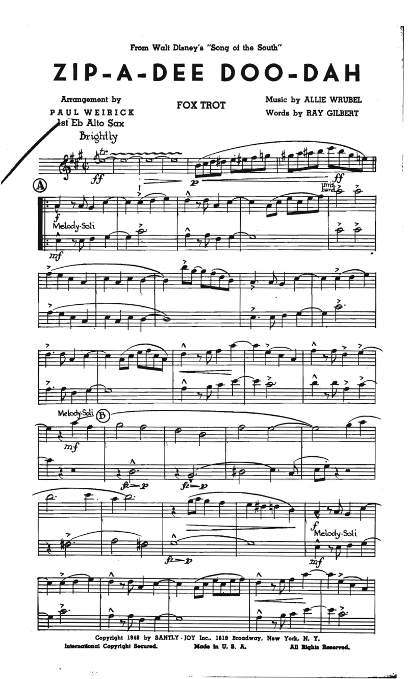 Zip-A-Dee-Doo-Dah score preview