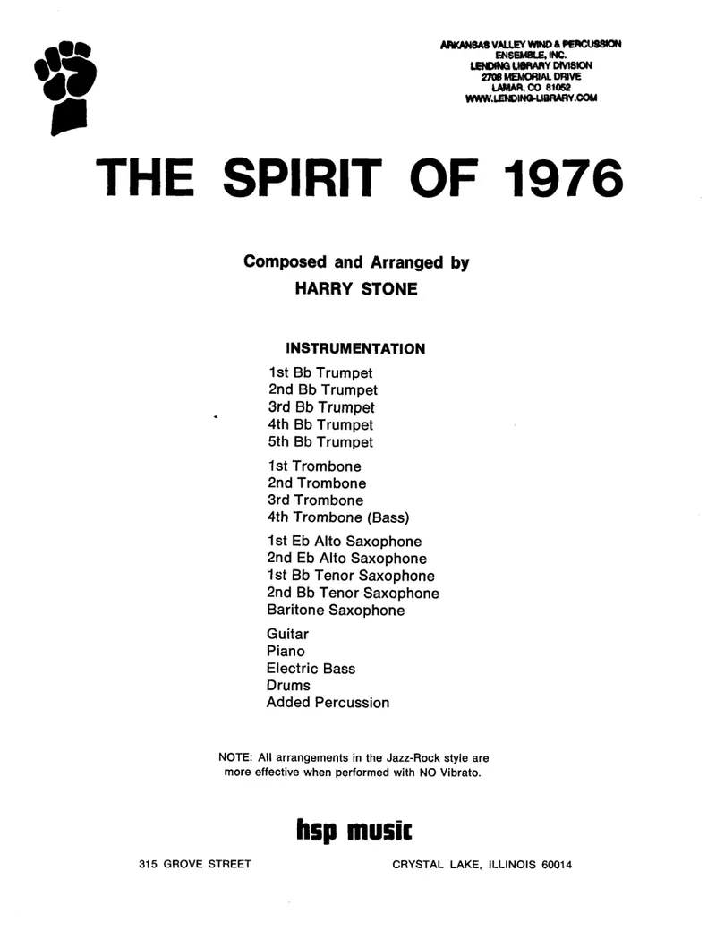 The Spirit Of 1976 score preview