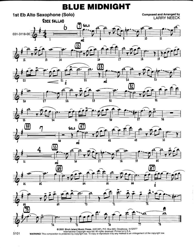 Blue Midnight score preview