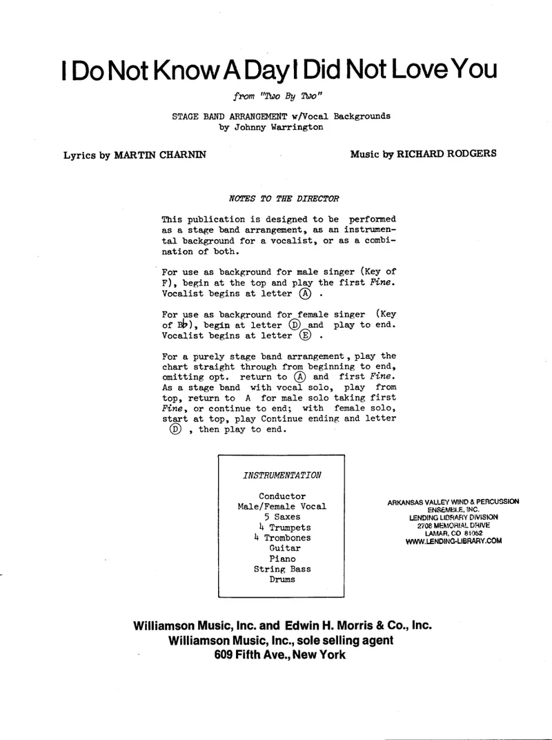 I Do Not Know A Day I Did Not Love You (J.Warrington( Vocal score preview