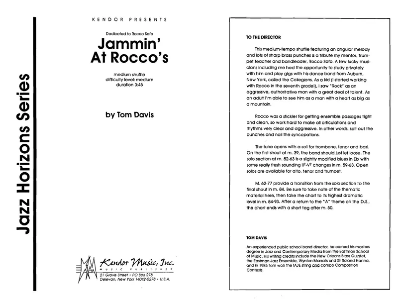 Jammin' At Rocco's score preview