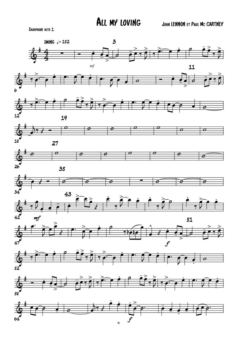 All My Loving score preview