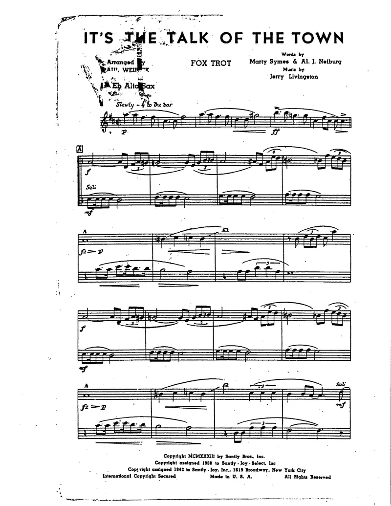 It's The Talk Of The Town score preview
