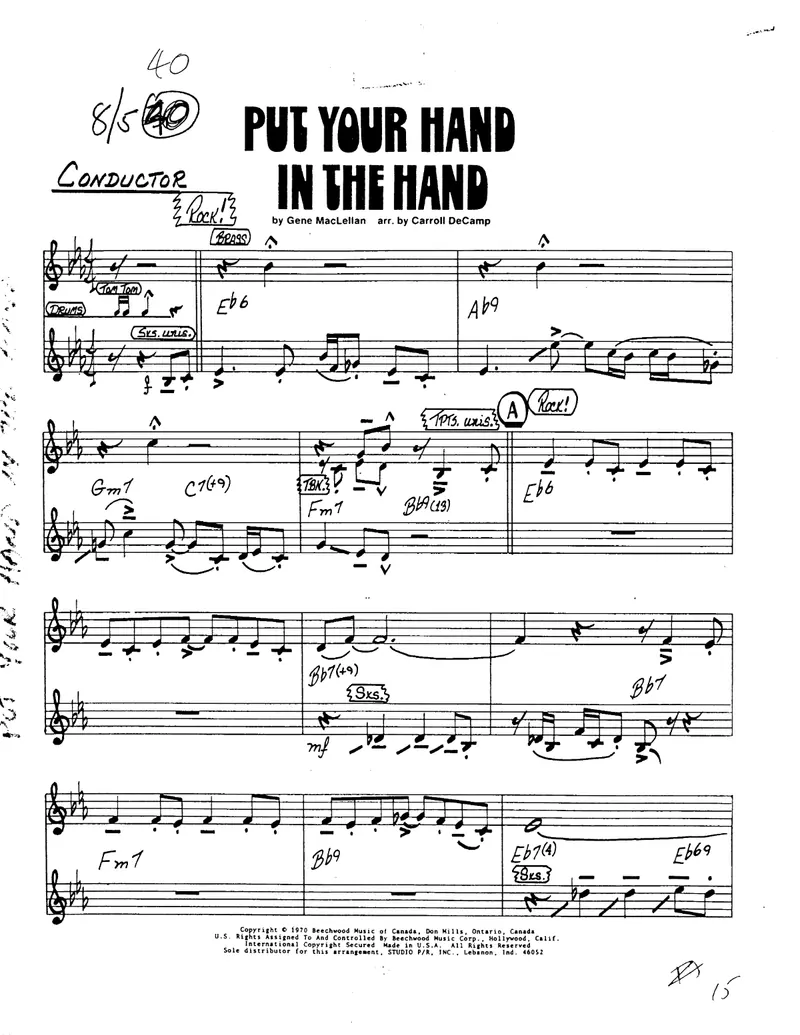 Put Your Hand In The Hand score preview