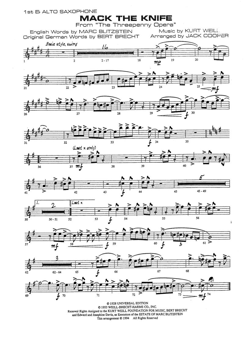Mack The Knife score preview
