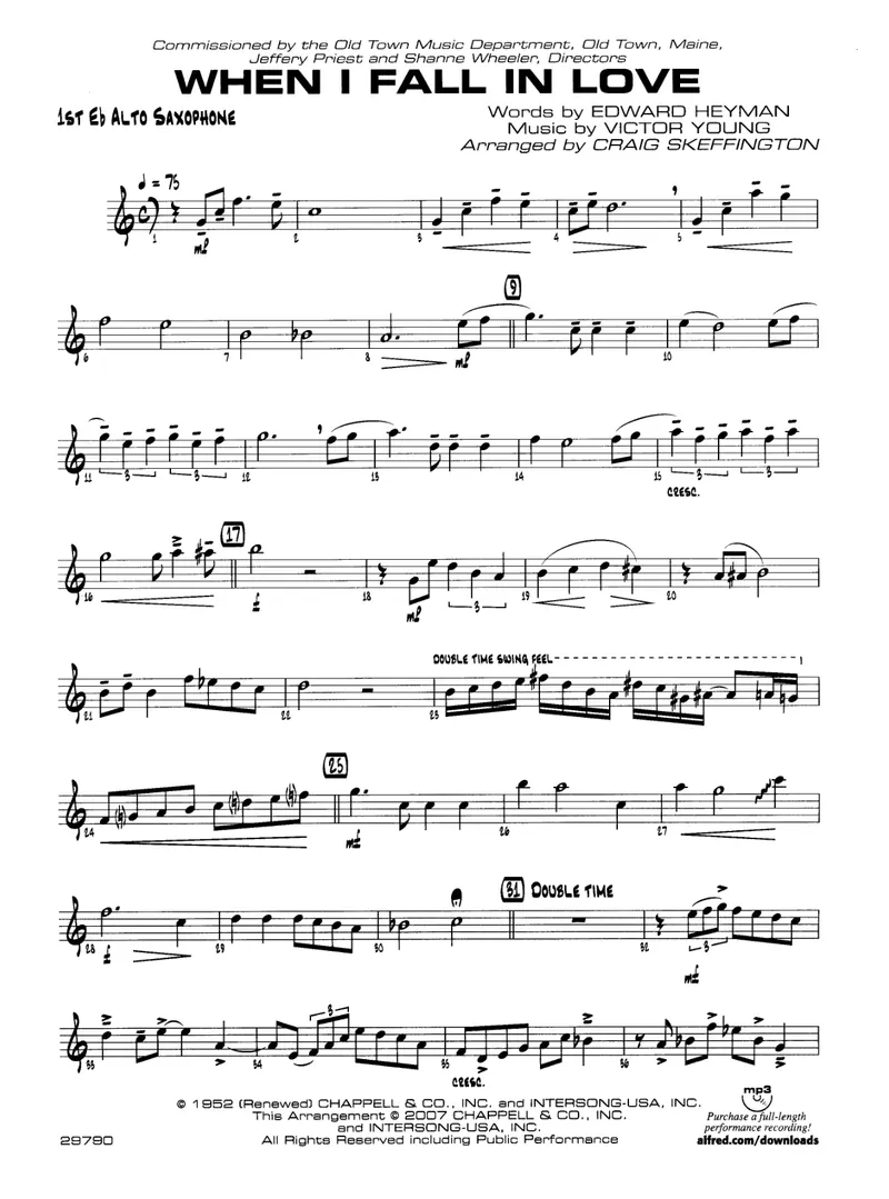 When I Fall In Love score preview