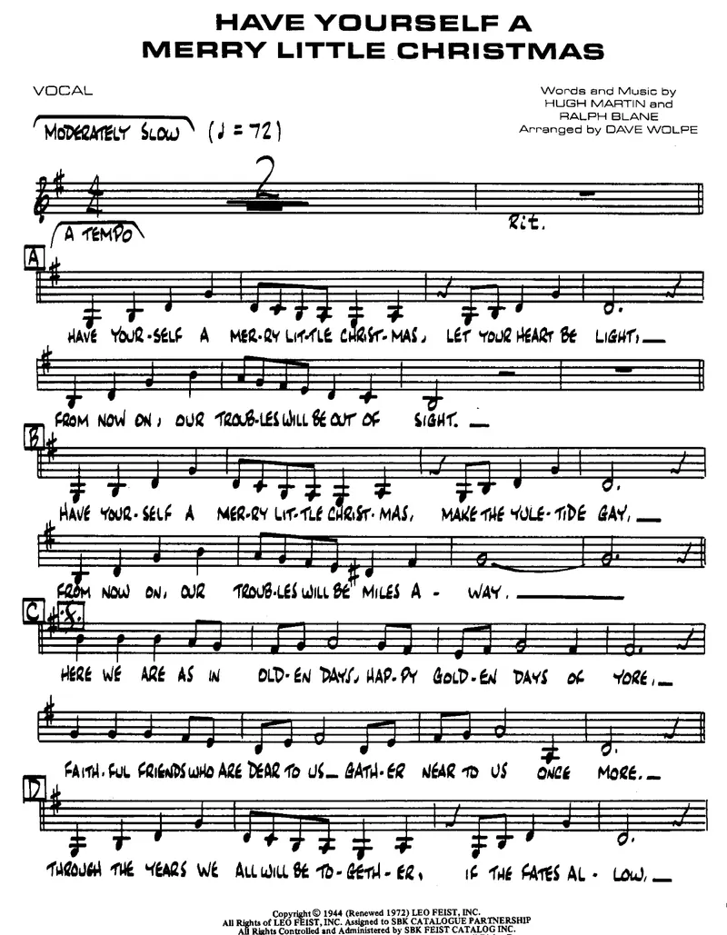Have Yourself A Merry Little Christmas score preview