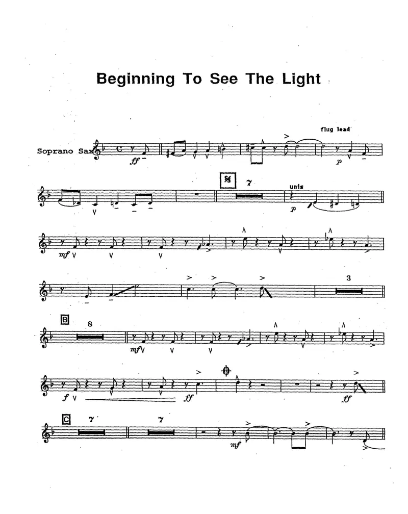 Beginning To See The Light score preview