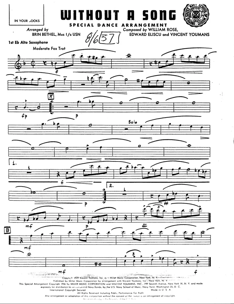 Without A Song score preview