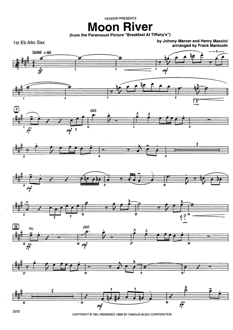 Moon River score preview