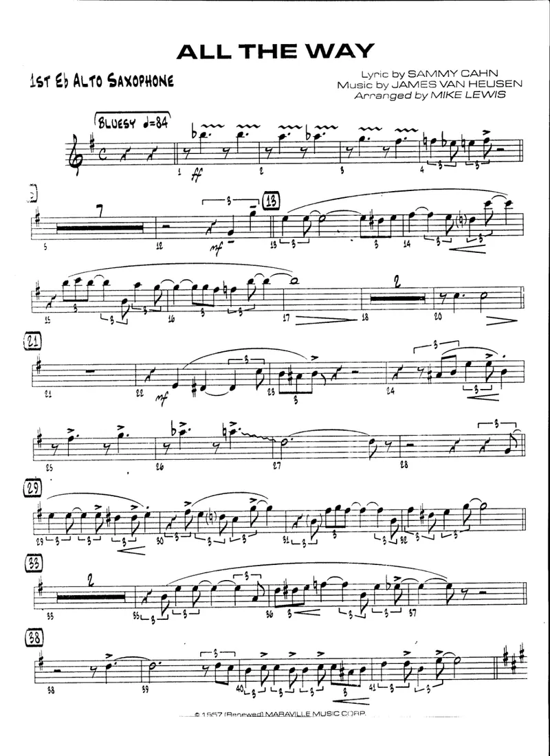 All The Way score preview