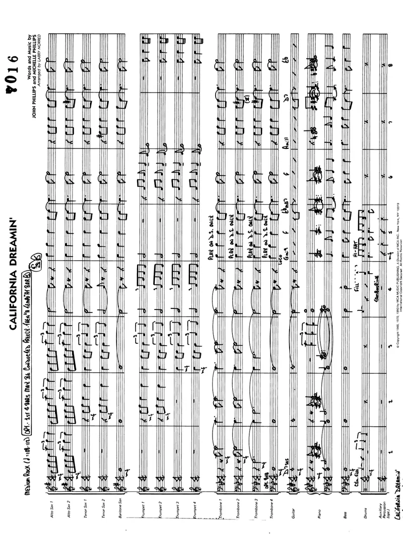California Dreamin' score preview