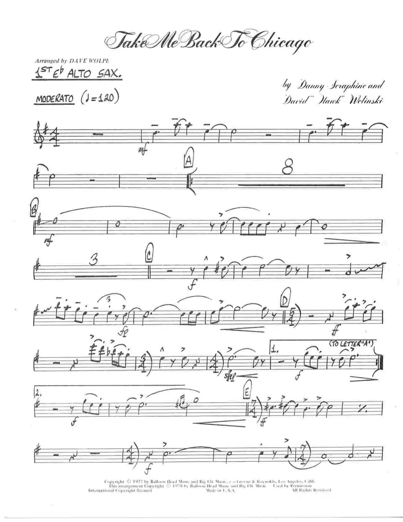 Take Me Back To Chicago score preview