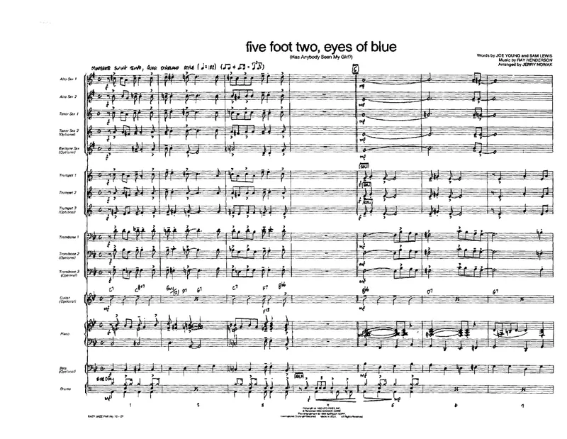 Five Foot Two, Eyes Of Blue score preview