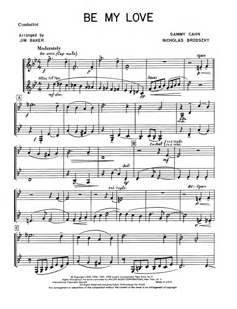 Be My Love score preview