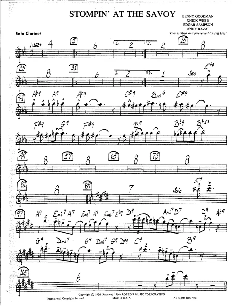 Stompin' At The Savoy score preview