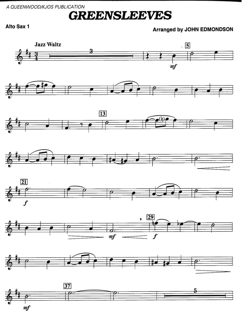Greensleeves score preview